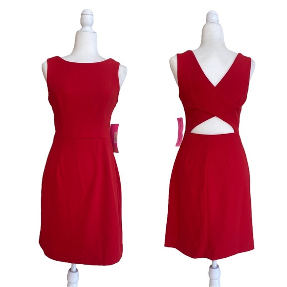 Betsey Johnson Dresses & Skirts - Betsey Johnson Red Criss-Cross Back Womens Size 6 Knee Length Sheath Sleeveless